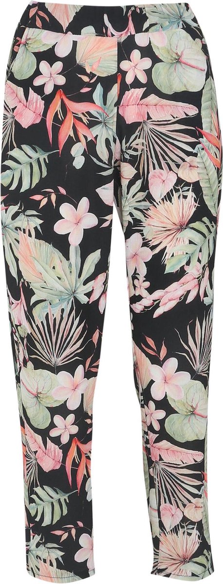 Cassis - Joggingbroek in crêpe met bloemenprint - Zwart