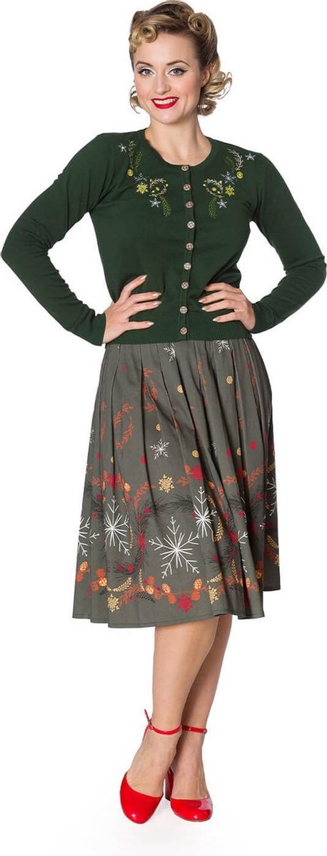 Banned Winter Leaves 40's Cardigan Groen