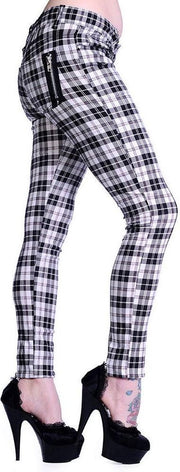 Banned Skinny fit broek -XL- CHECK Wit/Zwart