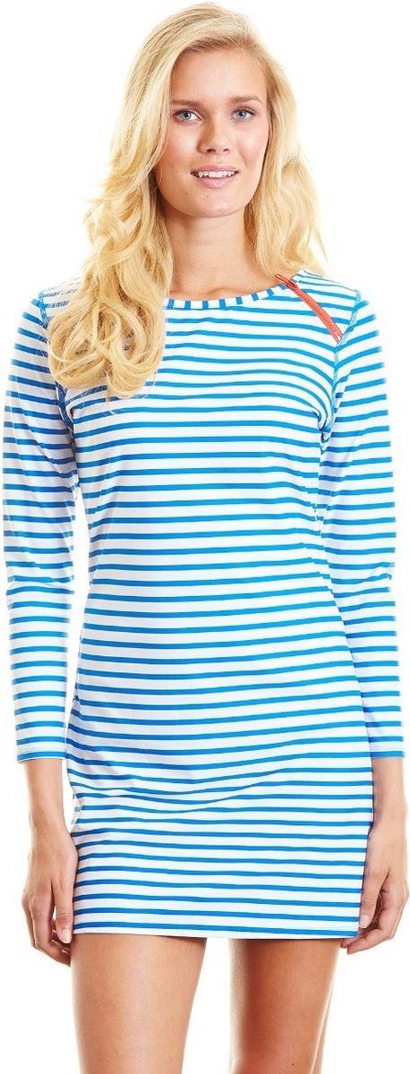 Cabana Life Jurk Dames met rits Gestreept - Blauw - Maat 42 (L)