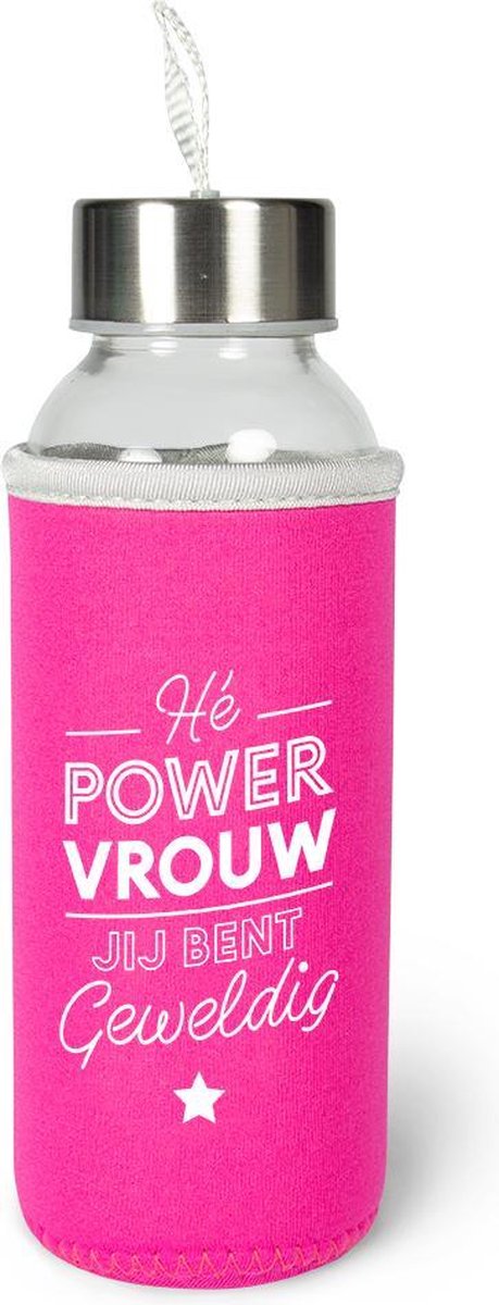 Powervrouw Waterfles Glas met isolatie