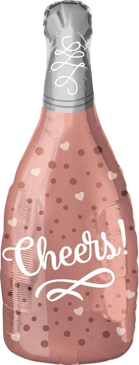Anagram Folieballon Roséfles 25 X 66 Cm Roze/zilver