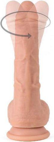 Virgite roterende vibrerende dildo van 21 cm met ballen en remote control - beige