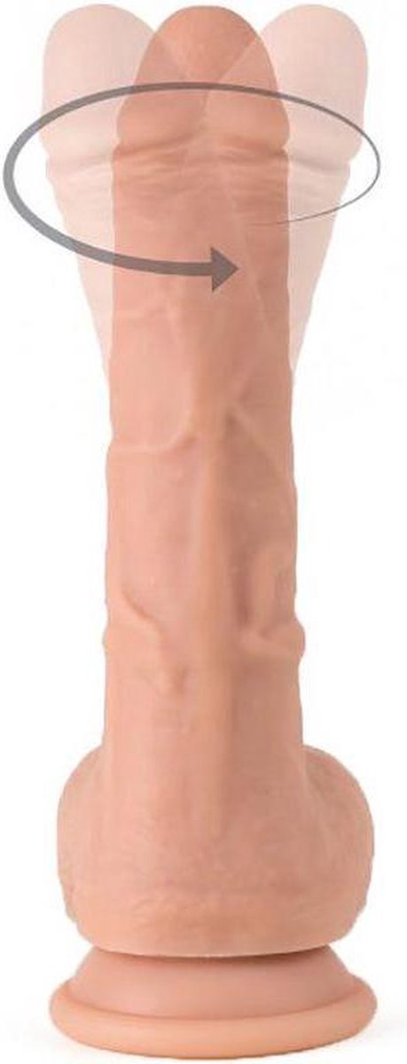 Virgite roterende vibrerende dildo van 21 cm met ballen en remote control - beige