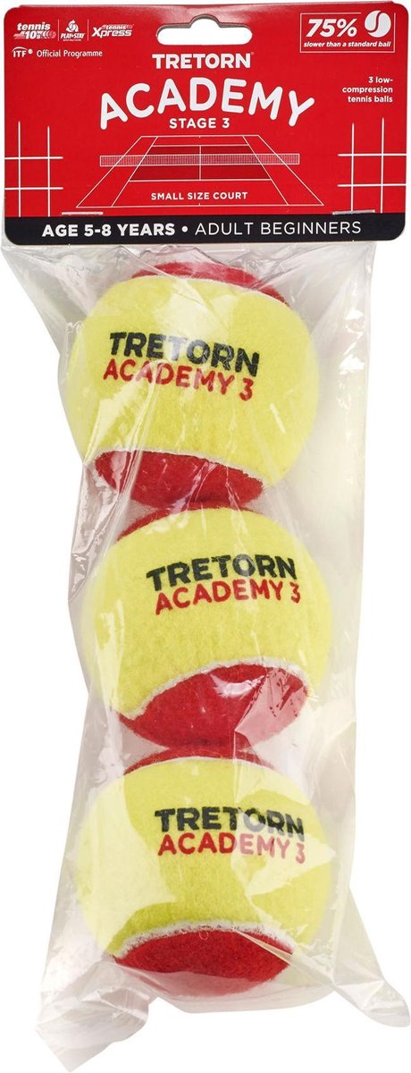 Tretorn Academy Stage 3 Tennisballen - rood/geel