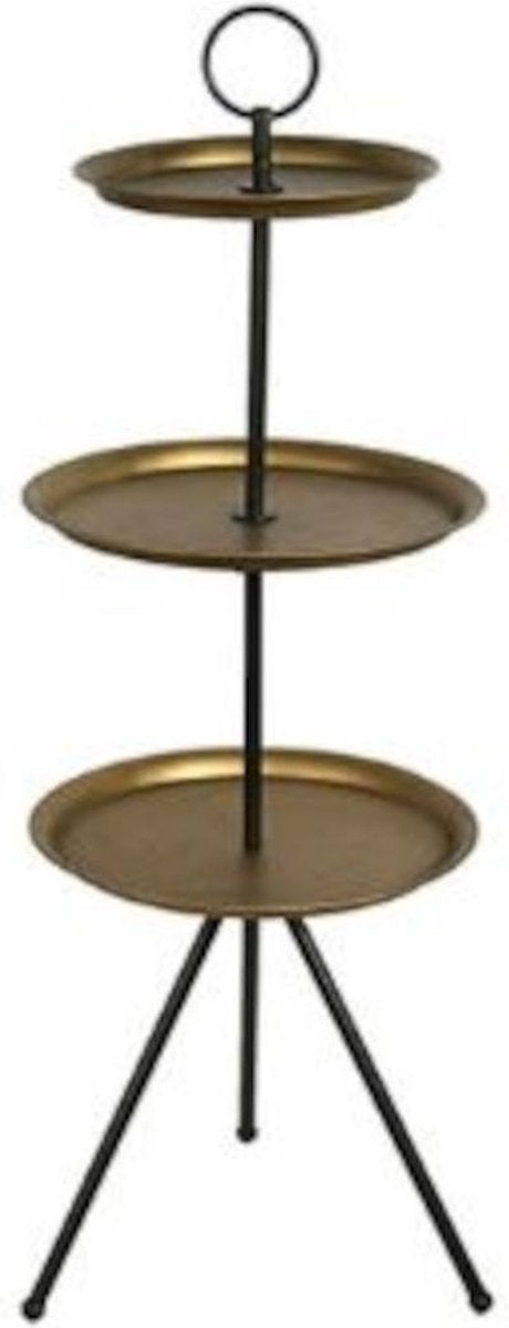Countryfield Etagère Debra 39 X 113 Cm Staal/nikkel Zwart/goud