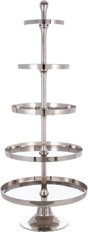 J-Line Plateau Op Voet Rond 5 Niveaus Aluminium Zilver