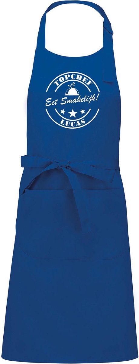 Mijncadeautje Schort - Top Chef Eetsmakelijk- met voornaam - mooie en exclusieve keukenschort - blauw