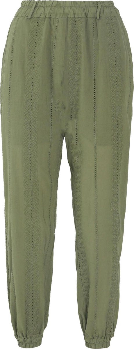 Cassis - Katoenen broek met borduurwerk - Kaki