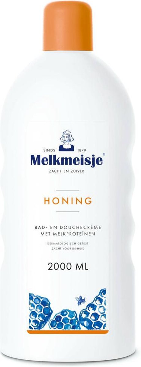 4x Melkmeisje Bad en Douche Creme Honing 1000 ml