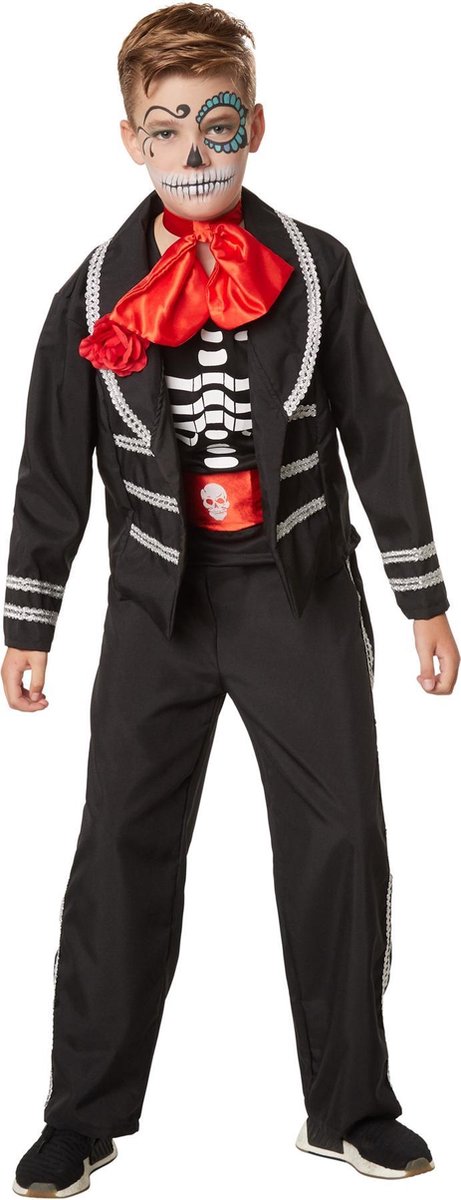 dressforfun - Griezelige schooljongen 140 (9-10y)  - verkleedkleding kostuum halloween verkleden feestkleding carnavalskleding carnaval feestkledij partykleding - 301997