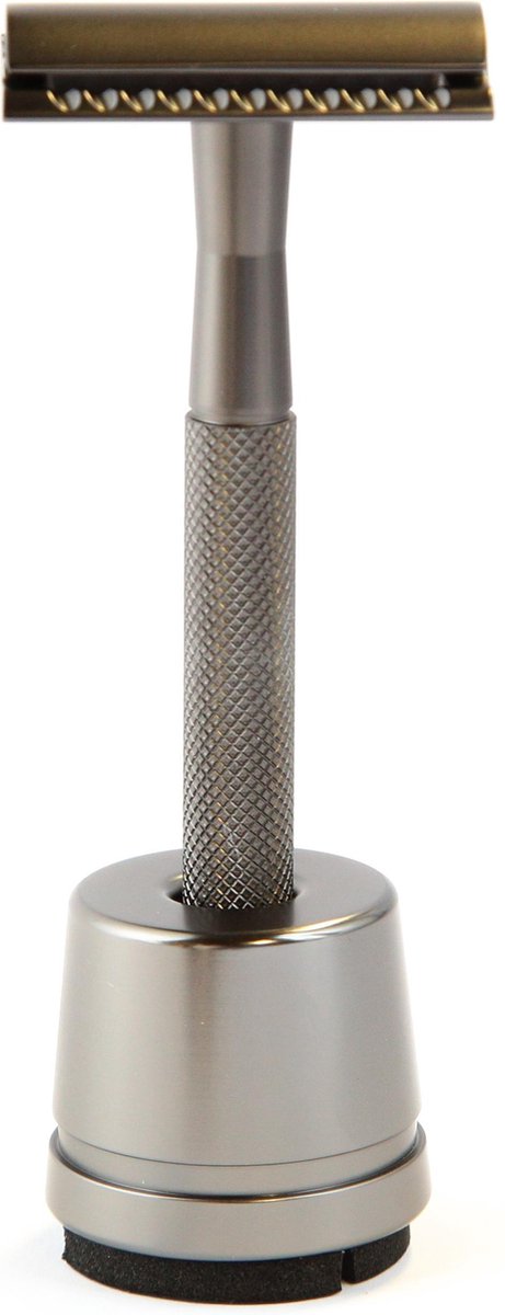 Oceonics Klassiek Scheermes Antraciet Set incl. standaard & 5 mesjes | Safety Razor | Zero Waste