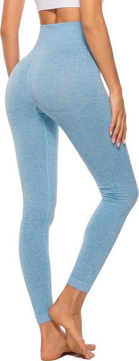Sportlegging Dames - Blauw - High Waist Legging - Yoga Pants - Fitness Legging - Maat S