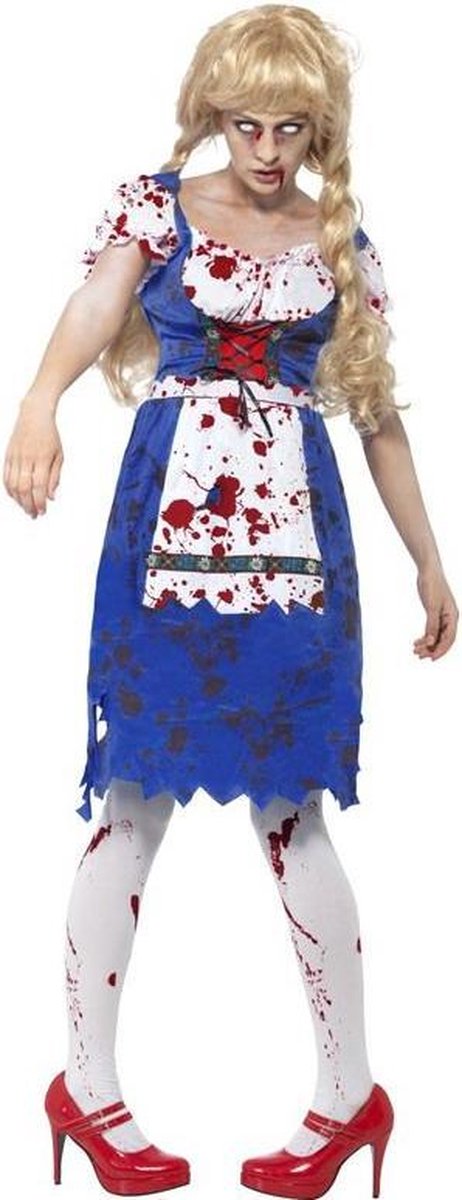 Zombie Bavarian Dames Kostuum Blauw