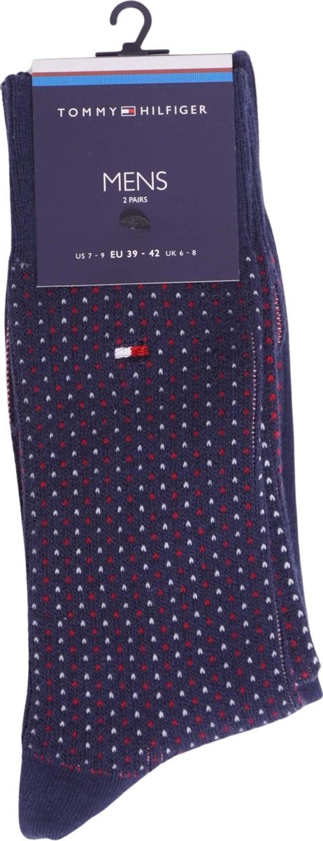 Tommy Hilfiger - Heren - 2-Pack Brideye Jaquard Sokken - Blauw - 39-42 - #16
