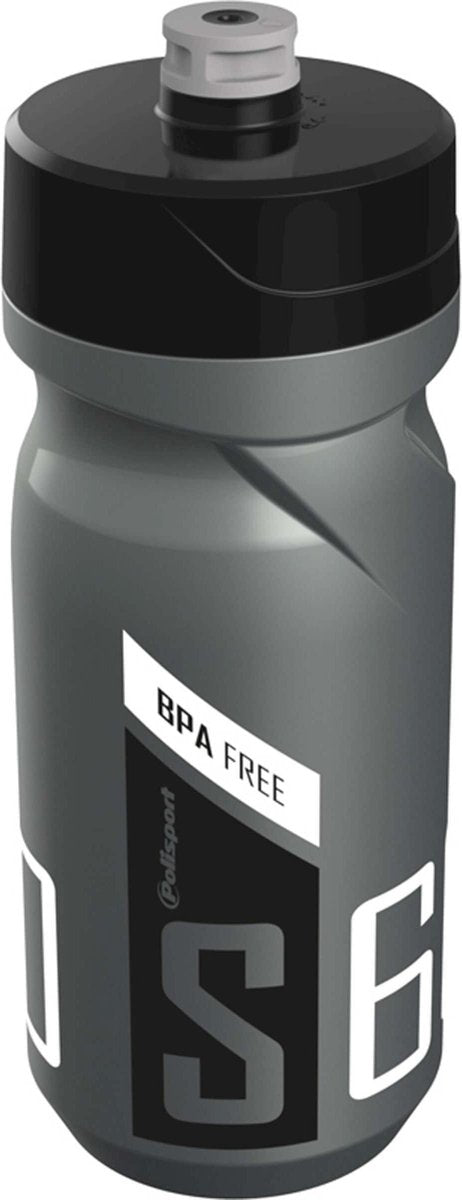 Bidon Polisport S600 met schroefdop - 600 ml - zilver/zwart/wit
