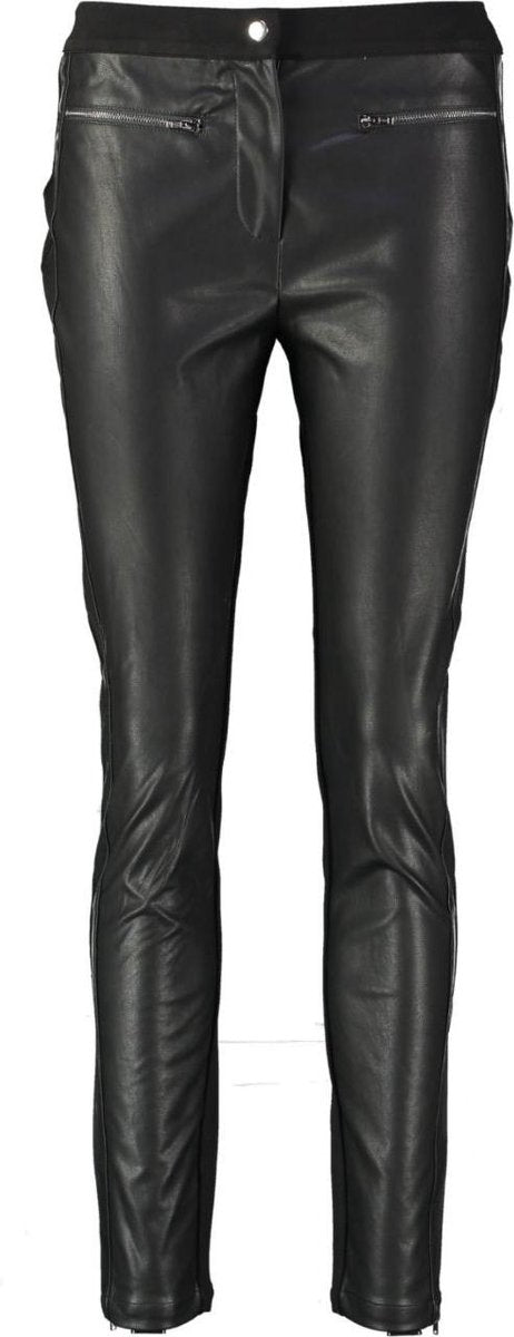 Aaiko zwarte skinny broek materiaalmix voorzijde leerlook - valt kleiner - Maat S