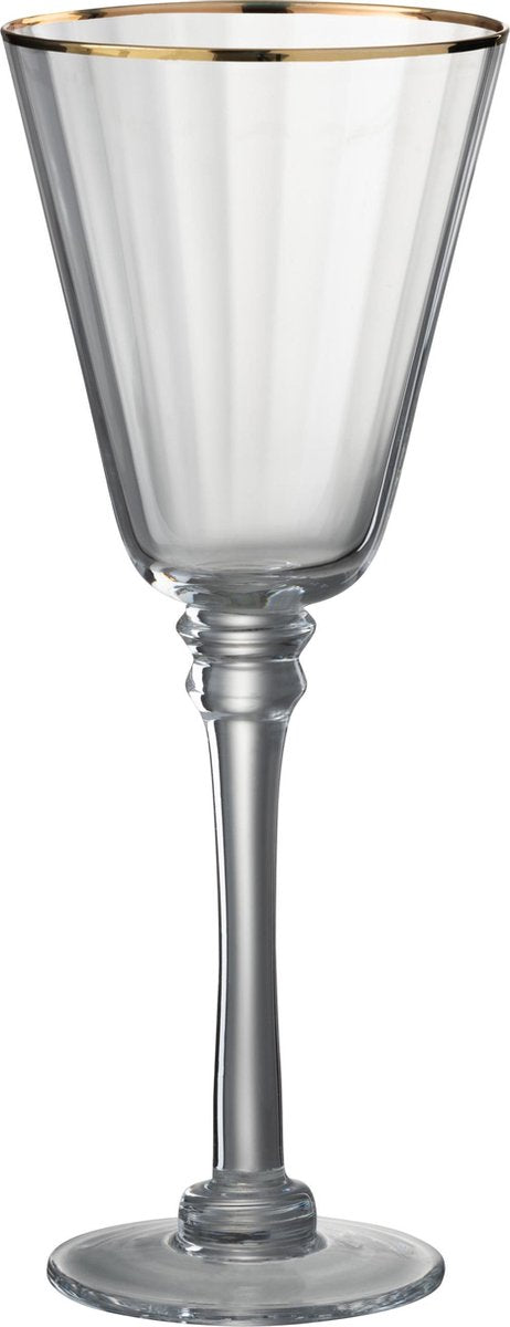 J-Line Drinkglas Rode Wijn Rand Glas Transparant/Goud