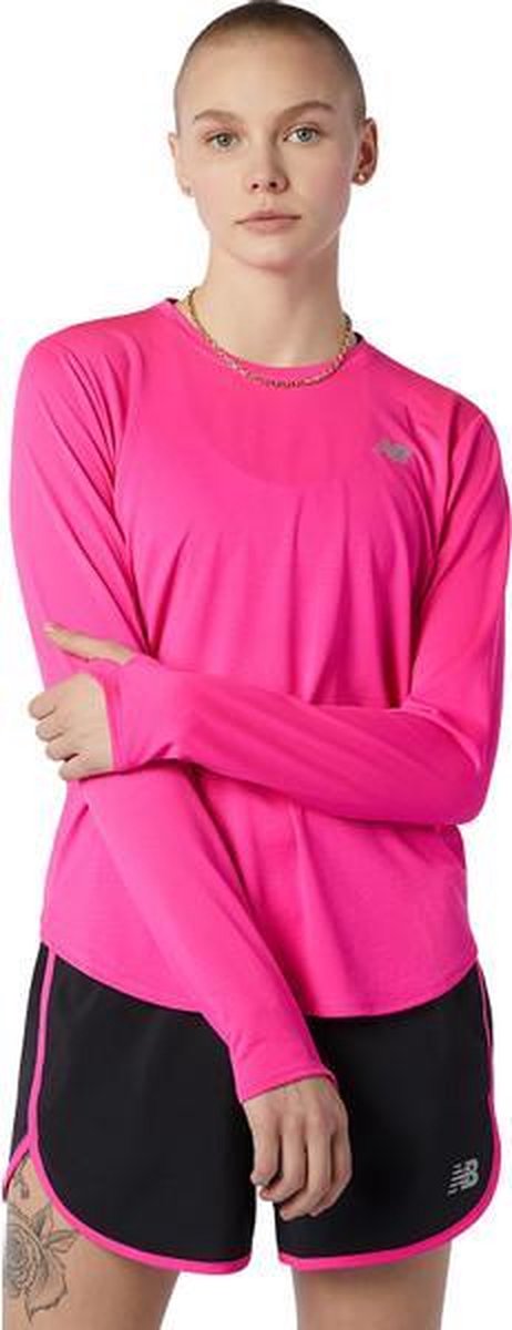 New Balance Acc Long Sleeve Dames - lichtroze - maat XL