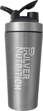 Pulvernutrition RVS Shakebeker - Proteine Shaker - BPA vrij - 700ml tot 1000ml - Grijs/Metallic - Thermo