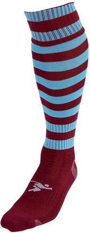 Precision Voetbalsokken Hooped Nylon Donkerrood/blauw Mt 40-44