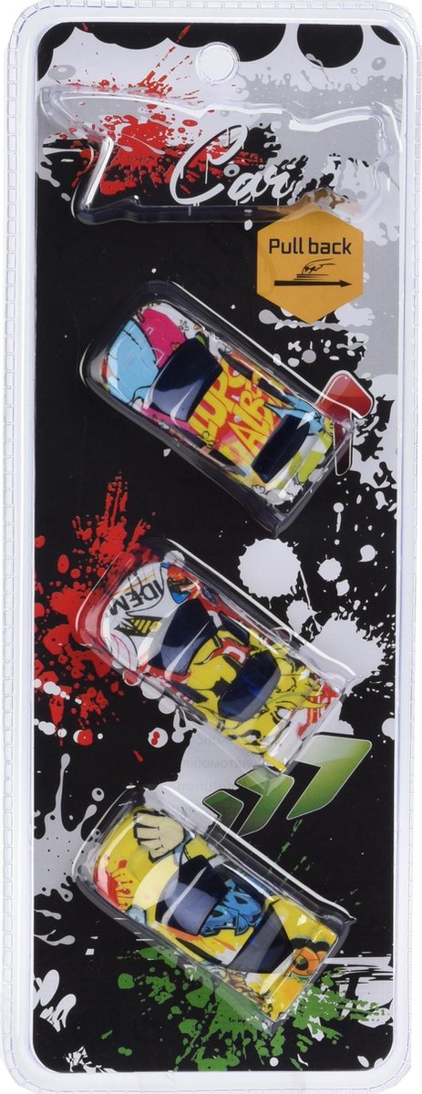 Racing Car Autoset Pull Back Junior 7 Cm Abs 3 Stuks