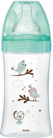 DODIE Anti-koliek fles Initiation + GLASS 3 snelheden stroom 2 - 270ml - VERT BIRDS