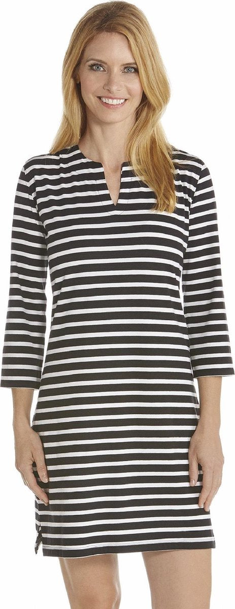 Coolibar UV jurk Dames - Zwart/Wit - Maat L