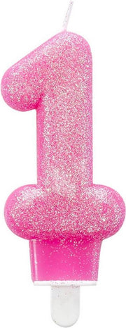 Amscan Kaars '1' Roze 7 Cm