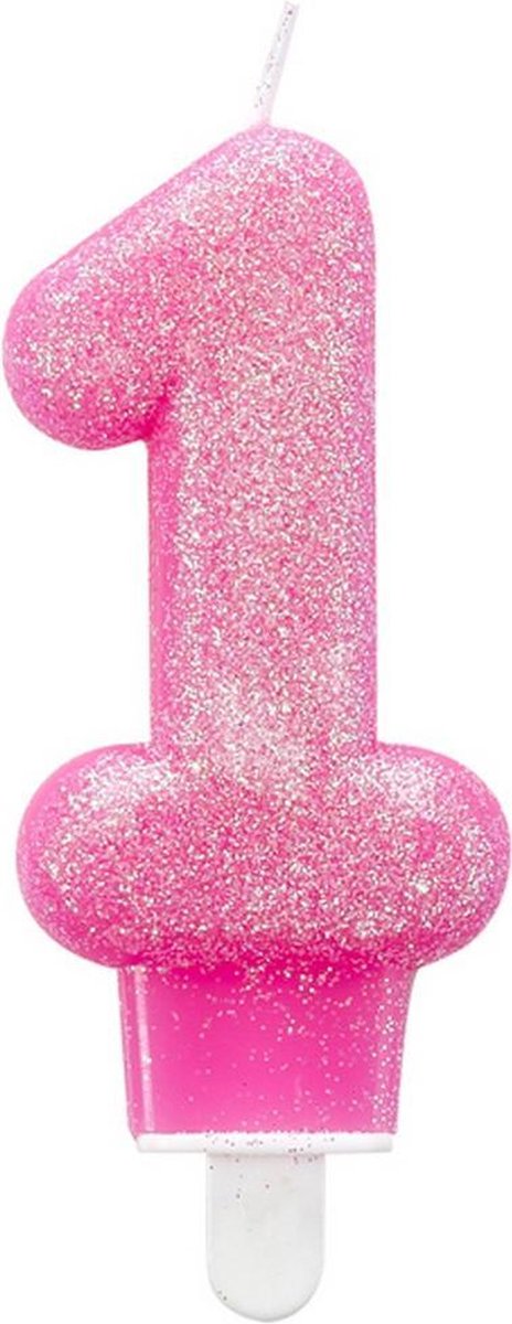Amscan Kaars '1' Roze 7 Cm