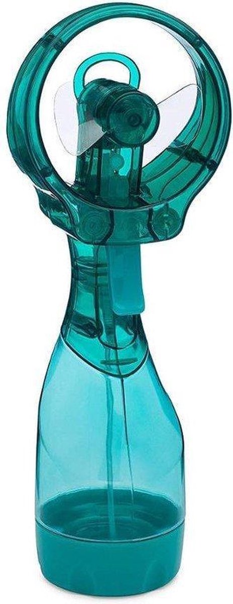 Draagbare handventilator met mist spray - Het reservoir is groot genoeg om ook ijsklontjes in te doen | turquoise | inclusief waterreservoir | verkoeling met water | waterspray | tafelventilator turquoise