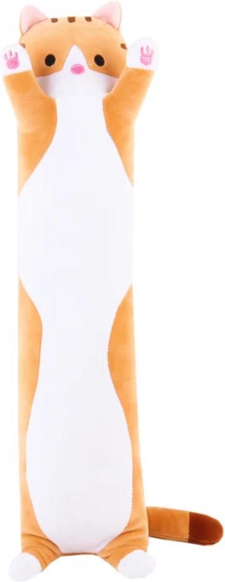 Kawaii Long Cat Knuffel Brown - 45CM kat plush - super soft
