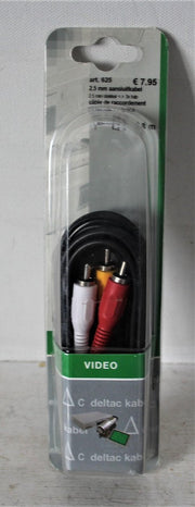 Deltac 625 - 2.5mm aansluitkabel (3x tulp) 1.8mtr