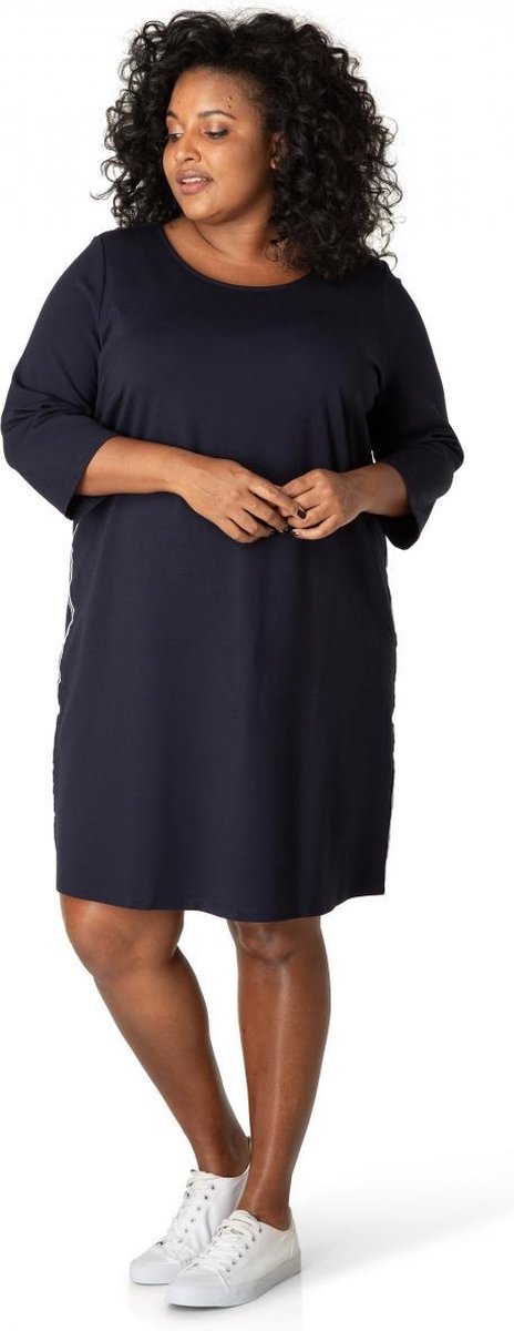 YESTA Amilia Jurk - Dark Blue/Ecru - maat 2(50)