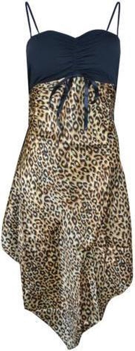 DAMES JURK/NACHTJURK/ONDERJURK/MET VULLING/SPAGHETTI BANDJES/TIJGER/PANTER/LUIPAARD PRINT/BEIGE/BRUIN/ZWART/ ONE SIZE /  L- XXXL