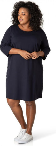 YESTA Amilia Jurk - Dark Blue/Ecru - maat 1(48)