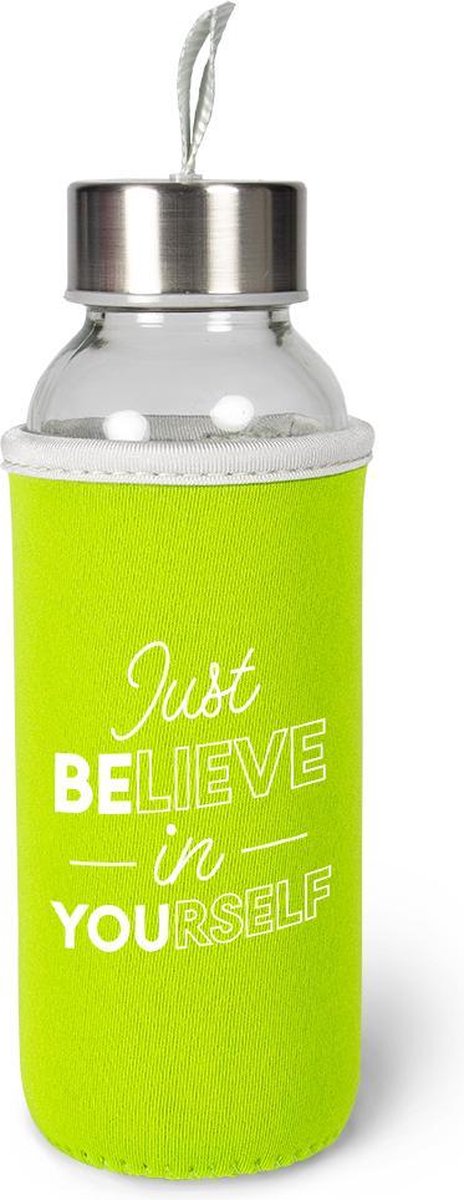Believe Waterfles van glas met isolatie
