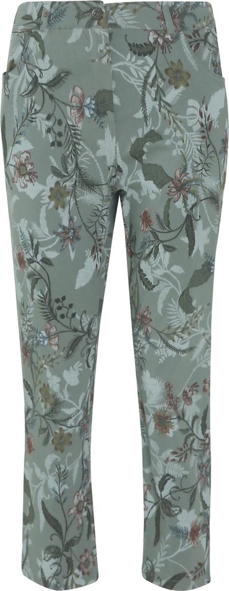 Cassis - Broek met bloemenprint - Kaki