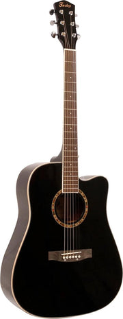 Fazley W65-BK akoestische western gitaar zwart + statief + stemapparaat