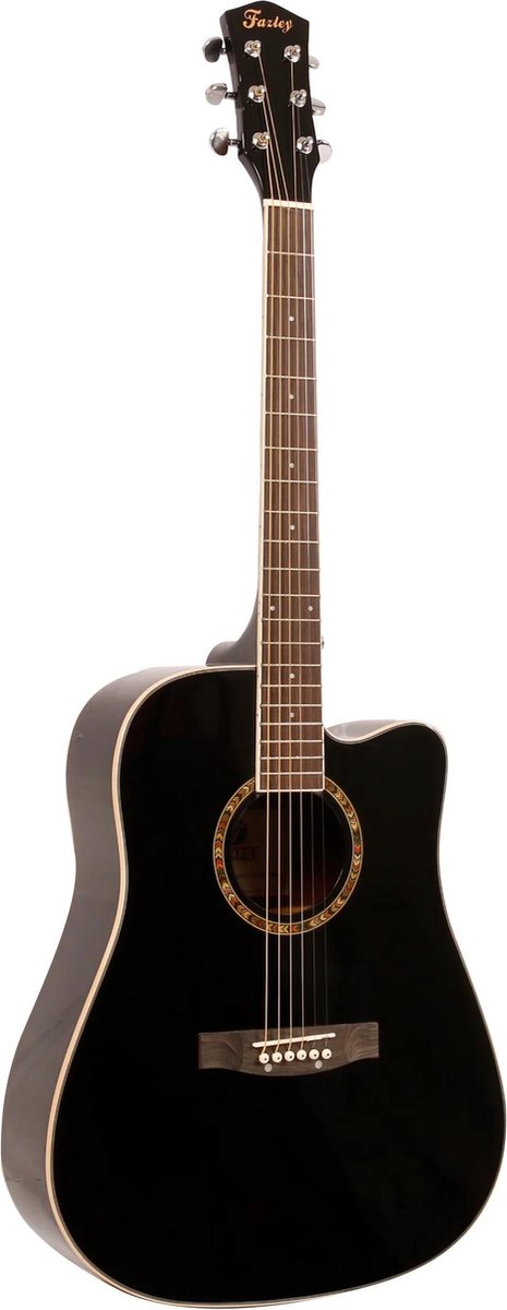 Fazley W65-BK akoestische western gitaar zwart + statief + stemapparaat