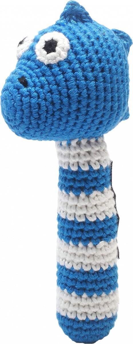 Naturezoo Rammelaar Dino Gehaakt 14 Cm Blauw