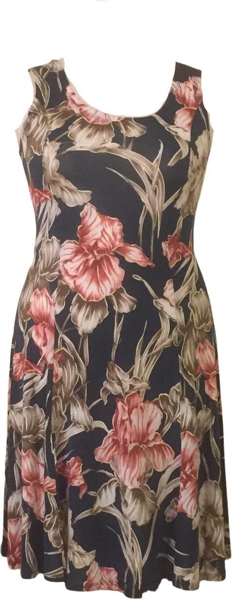 Hoogwaardige Viscose Dames Jurk / Zomerjurk / Dress | Hoogwaardige Kwaliteit| Rozen print | Zwart - XL/XXL