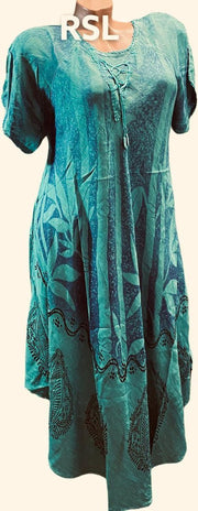 Dames zomer jurk met print onesize 36-40 turqoise/blauw