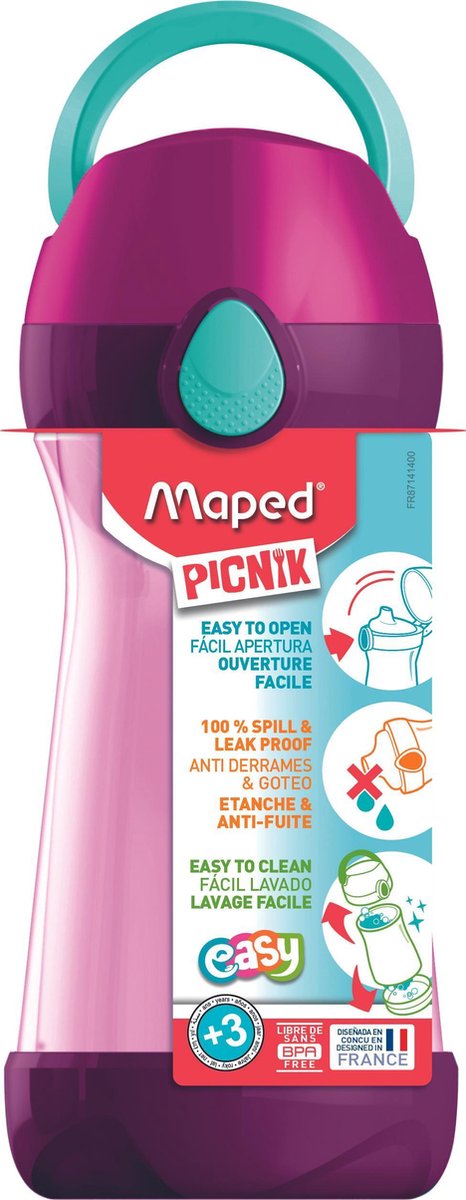 DRINKFLES 430 ml - MAPED Picnik CONCEPT - roze