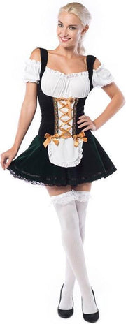 Tiroler Jurkje – Dirndl Isa - Oktoberfest kleding voor dames – Dirndl jurkje maat L – Verkleedkleding voor dames kleur geel met groen