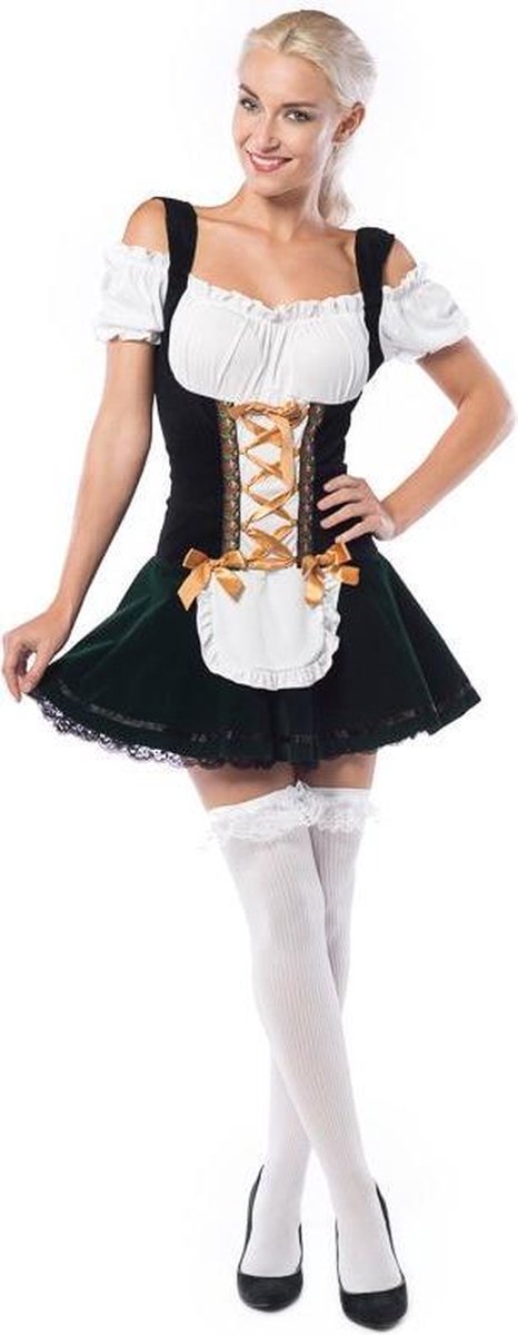 Tiroler Jurkje – Dirndl Isa - Oktoberfest kleding voor dames – Dirndl jurkje maat L – Verkleedkleding voor dames kleur geel met groen