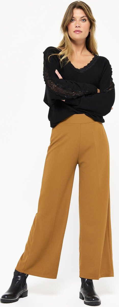 Broek met wijde pijpen - Camel