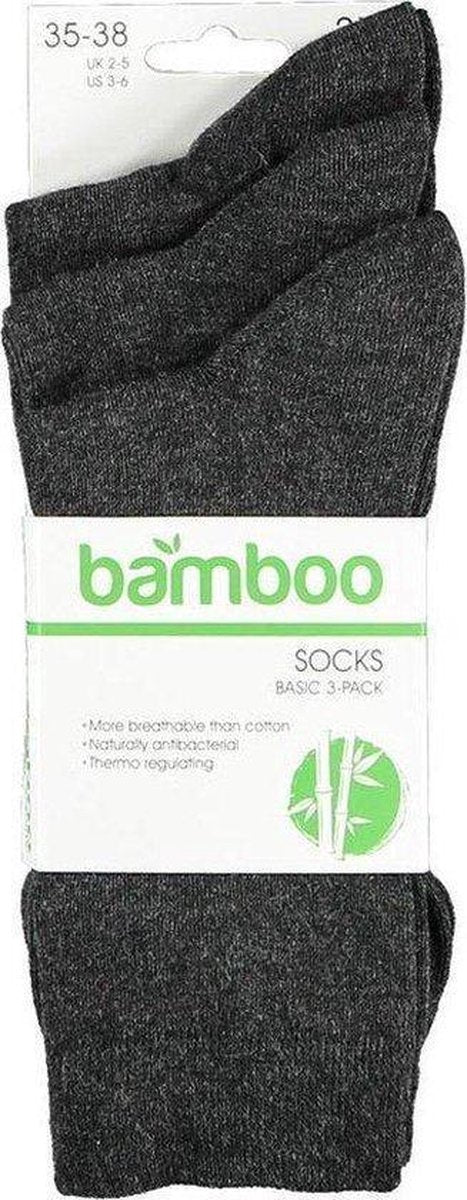 Apollo Bamboe 3P Sokken - Antraciet - Maat 35-38