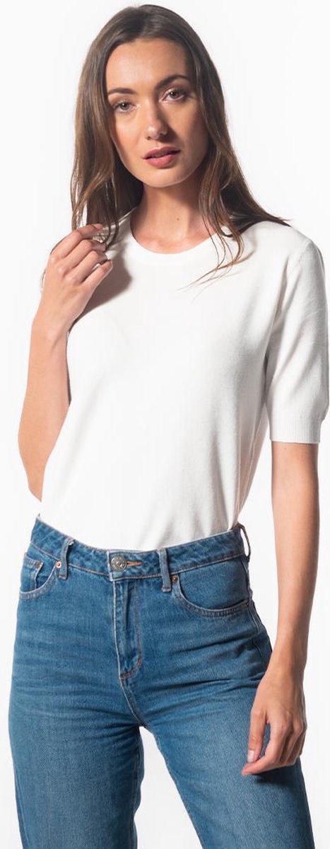 Moskito basic ronde hals met korte mouwen - wit - L/XL - Dames top met viscose