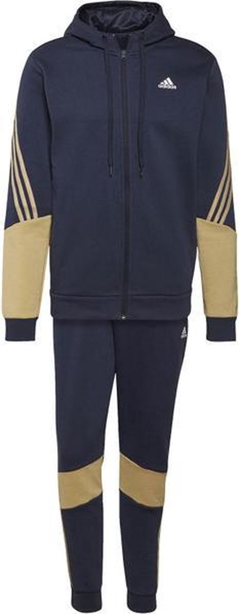 adidas Cotton Fleece Trainingspak Heren - navy - maat S